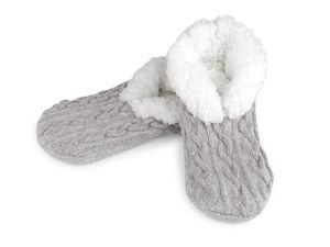 Gestrickte Winter-Hausschuhe für Damen & Mädchen mit warmem Kunstfellfutter & Antirutsch-Sohle