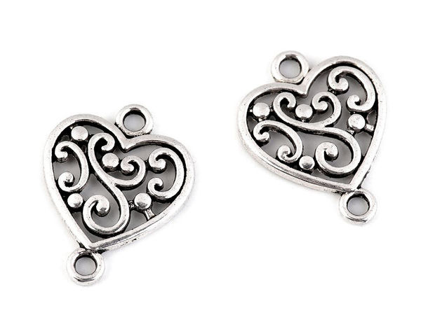 Platinfarbene filigrane Metall-Zieranhänger zum Annähen für Kleidung, Schuhe und Accessoires
