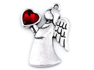 Metall-Engel-Anhänger mit Flint-Herz 24x36mm - Schutzengel-Anhänger für Kleidung, Schuhe und Accessoires