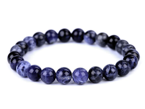 Natürliches Sodalith-Mineralperlen Stretch-Armband | Elastischer Heilstein-Schmuck in Universalgröße