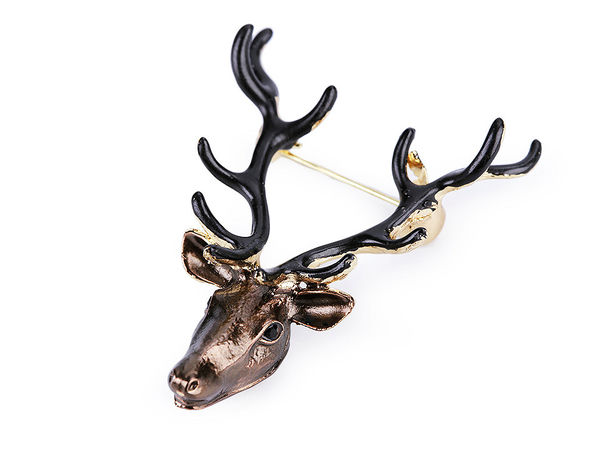 Elegante Unisex-Hirschkopf-Brosche mit großem Geweih - Premium-Weihnachtsanstecknadel & festlicher Modeschmuck