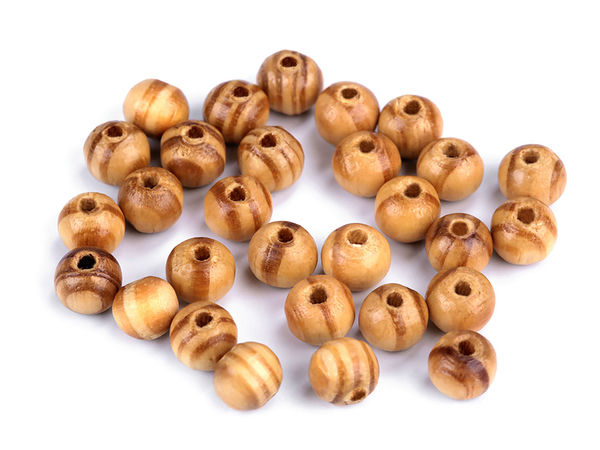 Premium lackierte Kiefernholzperlen (8mm) - Bastelperlen mit natürlicher Maserung für Schmuck & DIY-Projekte