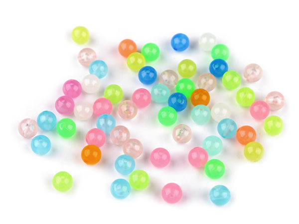 Premium Glow-in-the-Dark Kunststoffperlen 8 mm - Bunter transluzenter Mix