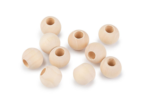 Premium Holzperlen Natur Unlackiert - 18mm Bastelperlen mit großem Loch für Makramee, DIY-Projekte & Traumfänger