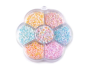 Mattes Pastell-Rocaille-Perlenset in blütenförmiger Sortierbox (50g) - 2,3 mm Fädelperlen für DIY-Schmuckherstellung & Bastelarbeiten