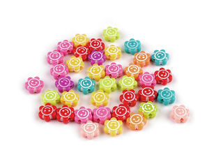 Matte & transparente Smile-Blumenperlen - 11 mm doppelseitige Schmuckperlen für DIY-Projekte & Freundschaftsbänder