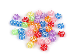 Matte & transparente Smile-Blumenperlen - 11 mm doppelseitige Schmuckperlen für DIY-Projekte & Freundschaftsbänder