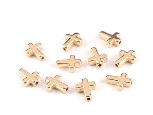 Kunststoffperlen / Schmuckteile zur Schmuckherstellung 12x15 mm, Kreuz, metallic