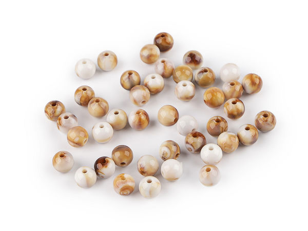 Premium Rundperlen in Marmor-Optik aus Kunststoff, 8 mm - Glänzende, glatte Perlen für die Schmuckherstellung und DIY-Bastelarbeiten