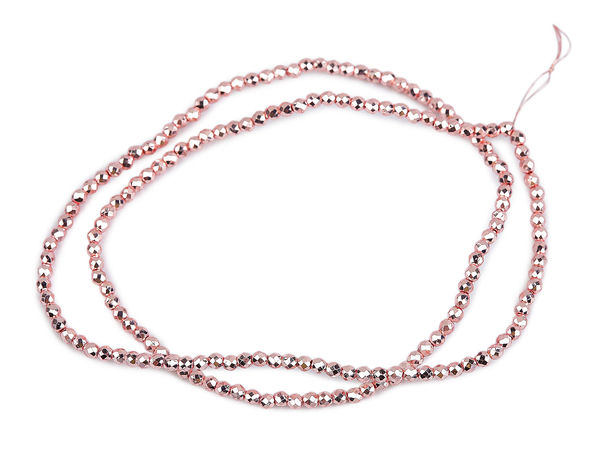 Feuerpolierte Glasschliffperlen 2 mm metallic, auf Draht