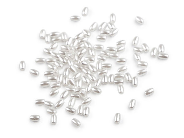 Premium weiße Kunststoff-Wachsperlen in Reisform (2,5x4 mm) - Leichte Schmuckkomponenten für DIY-Projekte