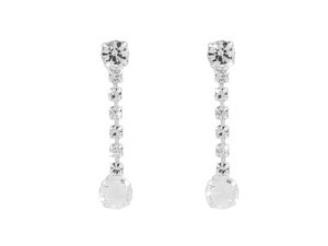 Elegante Ohrhänger mit tschechischen Kristall-Strasssteinen - Lange Premium Strass-Ohrringe aus Jablonec mit versilbertem Finish