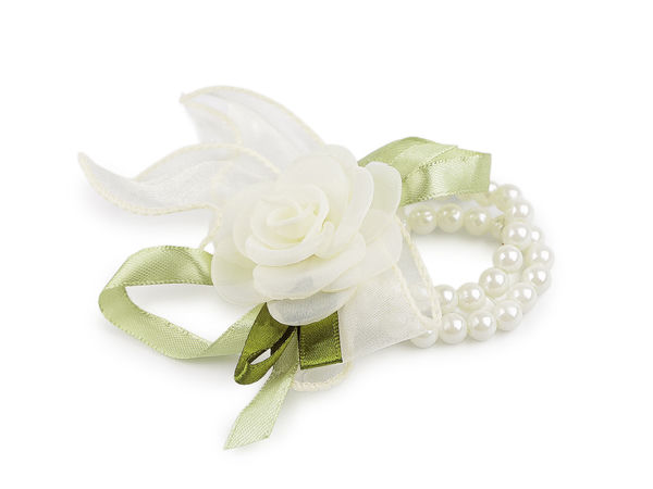 Elegante Perlen-Handgelenkcorsage - Romantisches elastisches Blumenarmband für Brautjungfern, Hochzeiten und besondere Anlässe
