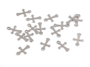 Platinfarbener Kreuzanhänger aus Metall für Schmuck, Kleidung & Accessoires (9x13 mm)