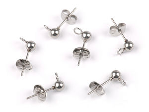 Edelstahl-Kugelohrstecker mit Öse und Stift Ø 4 mm / Ohrring-Rohlinge