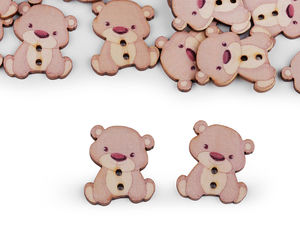Premium-Holzknöpfe Teddybär - Hellbeige Bastelverschlüsse zum Nähen, für DIY-Projekte & Verzierungen