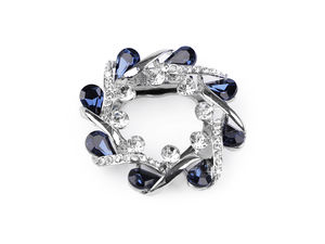 Eleganter runder Tuchclip und Broschenschnalle mit Strass - Kristall-Dunkelblau