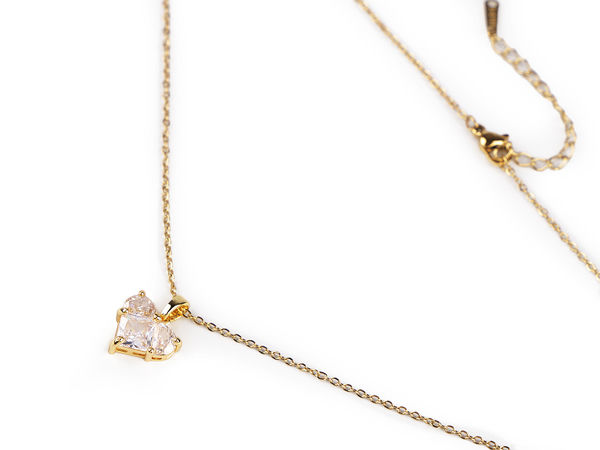 Premium Edelstahl-Halskette mit Strass-Anhänger und verstellbarer Kette