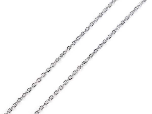 Premium 2 mm Edelstahl-Flachpanzerkette zur Schmuckherstellung - Gliederkette als Meterware für DIY-Bastelarbeiten (Platin-Finish)