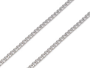 Premium flache Edelstahl-Schmuckkette - 3,7 mm Breite, 1 m Länge (platinfarben)