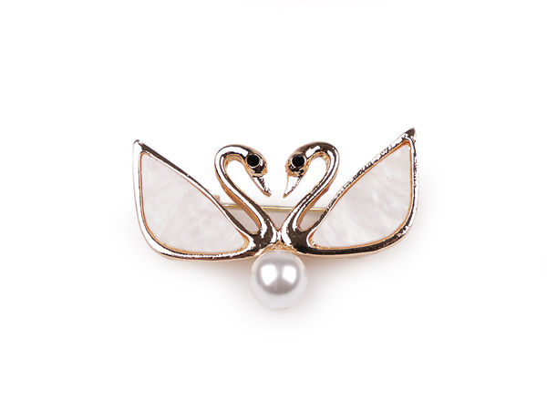 Elegante Schwanen-Emaille-Brosche mit Perlenakzent – Anstecknadel im Vintage-Stil für Kleidung, Schals, Hüte und Taschen