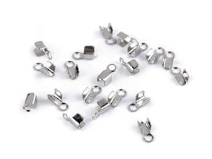Flache Falt-Endkappen aus Edelstahl (2 mm) für Schmuck-Lederkordeln