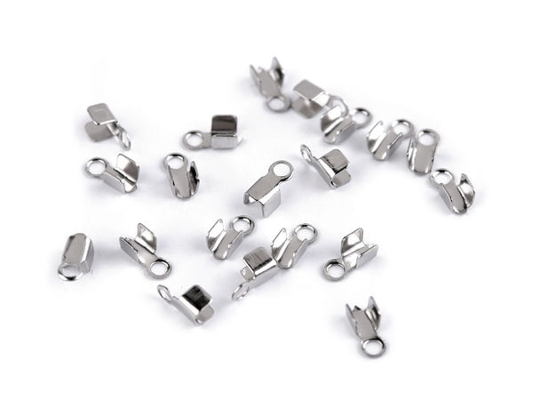 Flache Falt-Endkappen aus Edelstahl (2 mm) für Schmuck-Lederkordeln
