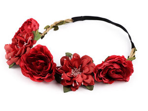 Elegantes elastisches Blumen-Haarband - Geflochtener Haarkranz mit zarten Blüten und Blättern