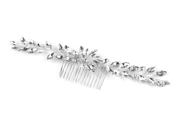 Handgefertigter Braut-Haarkamm mit Kristall-Strass - Biegsamer floraler Haarschmuck für Hochzeiten