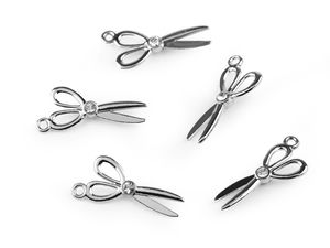 Scheren-Anhänger aus Metall und Reißverschluss-Zipper mit funkelnden Strasssteinen, 10x20mm - Doppelseitiges Deko-Accessoire für Kleidung und Accessoires