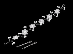 Elegante Blumen- und Perlen-Haarranke für die Braut - Flexibles festliches Haarband und Krone für Hochzeiten, Kommunionen und besondere Anlässe