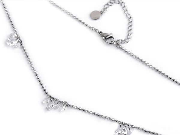 Elegante Edelstahl-Halskette mit Anhänger und Kristall-Strasssteinen - Kristallsilber