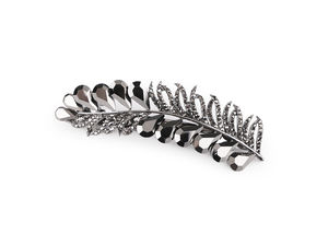 Französische Strass-Haarspange in Federform – Elegante Metall-Patenthaarspange