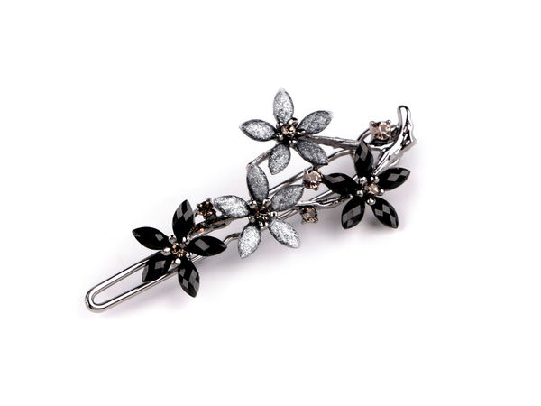 Haarspange mit Strasssteinen und Blumen