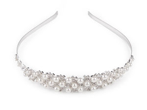 Eleganter Haarreif mit Kristall-Strasssteinen und Perlen - Premium-Haarschmuck für Brautmode und festliche Anlässe