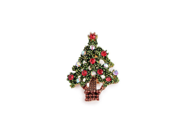 Funkelnde grüne Strass-Weihnachtsbaum-Brosche - Eleganter festlicher Weihnachts-Anstecker