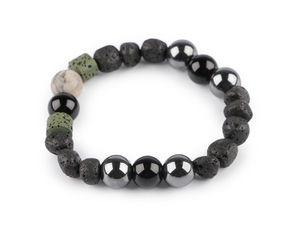 Elastisches Unisex-Armband aus Lavastein und Mineralperlen