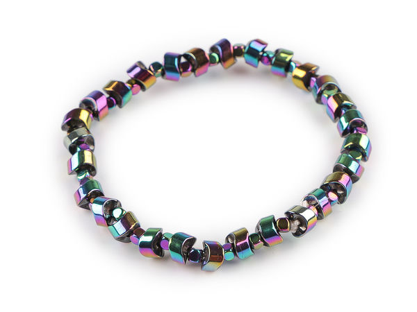 Elastisches Hämatit-Perlenarmband – Mehrfarbige & Kleeblatt-Designs