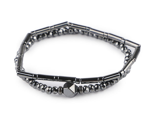 Elastische Hämatit-Armbänder, 2er-Set