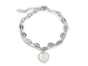 Edelstahl-Doppelarmband, Herz