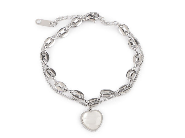 Edelstahl-Doppelarmband, Herz