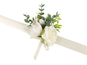 Elegantes florales Brautjungfern-Armband mit verstellbarem Satinband - Romantische Rosen-Handgelenk-Corsage für Hochzeiten und besondere Anlässe