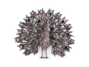 Elegante Pfauenbrosche mit Strass & Kettenanhänger - Vielseitiger Statement-Schmuck