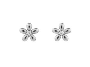 Edelstahl-Ohrstecker mit Strassstein, Blume