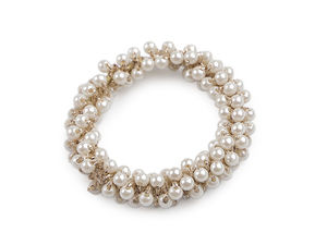 Elegantes elastisches Perlen-Haarband - Premium-Haargummi mit Lurex-Glitzerfaden & Schmuck-Accessoire