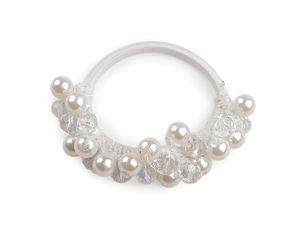 Elegantes Duo-Haarband & Armband mit Perlen und Schliffperlen - Schimmerndes elastisches Accessoire mit Lurex-AB-Effekt