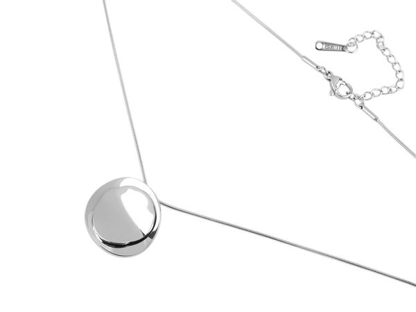 Minimalistische Edelstahl-Halskette mit rundem Anhänger - Elegante Schlangenkette mit verstellbarer Verlängerung