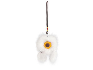 Premium-Fell-Traumfänger als Schlüsselanhänger und Taschenanhänger mit beidseitiger Sonnenblume
