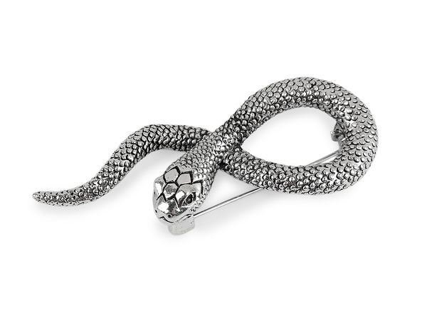 Elegante Schlangenbrosche - Detailreiche Anstecknadel aus Metall und Glas