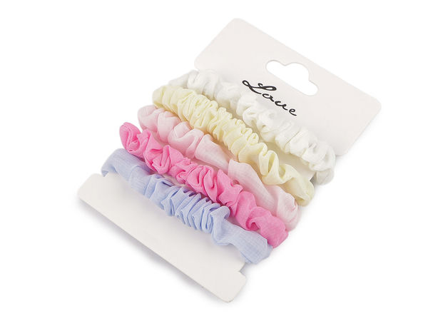Premium elastische Textil-Haargummis mit ovalen Schmuckperlen (5er-Set)